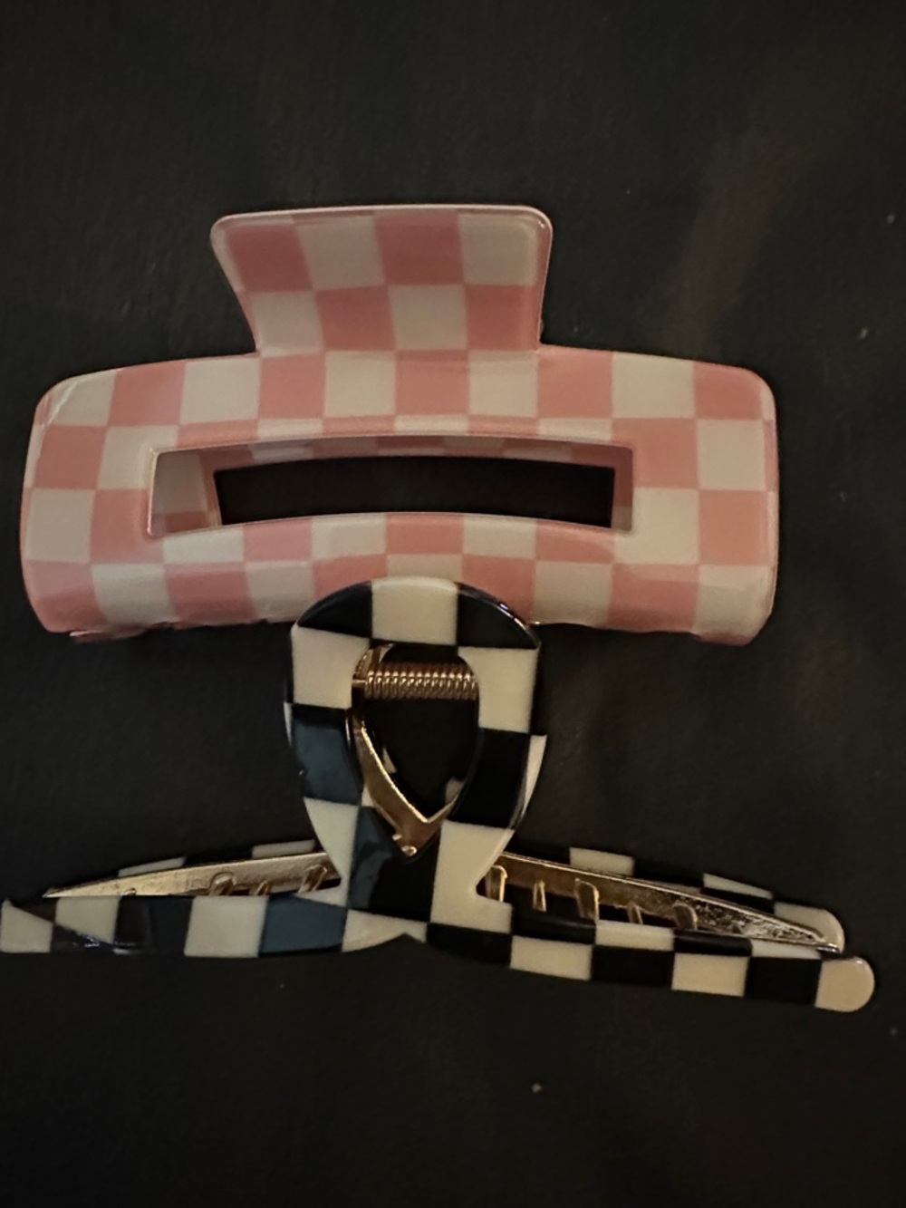 Checkerboard Acrylic Hair Claw Clip - Women Accessories